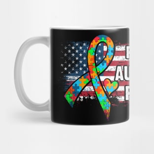 Autism Awareness T-Shirt Pround Autism Papa Vintage USA Flag Gift Mug